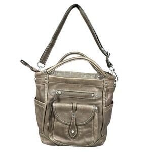 Y2K Abercrombie & Fitch Leather Hobo Tote Bag Brown Slouchy Satchel Shoulder‎